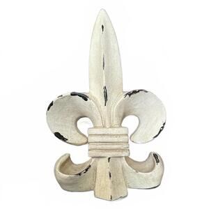 Decorative Vintage Style Fleur-de-Lis Accent Table Top Sculpture Bookend Pillar